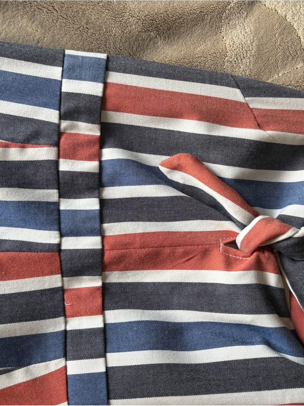 Romeo & Juliet Couture Striped Tie-Front Jumpsuit in Blue, Rust & White - Picture 4 of 5